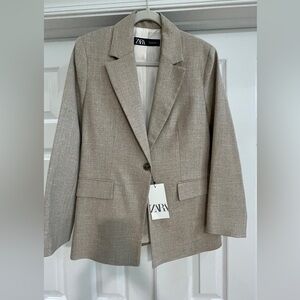 Zara Tan Sport Coat Modern Tailored Blazer